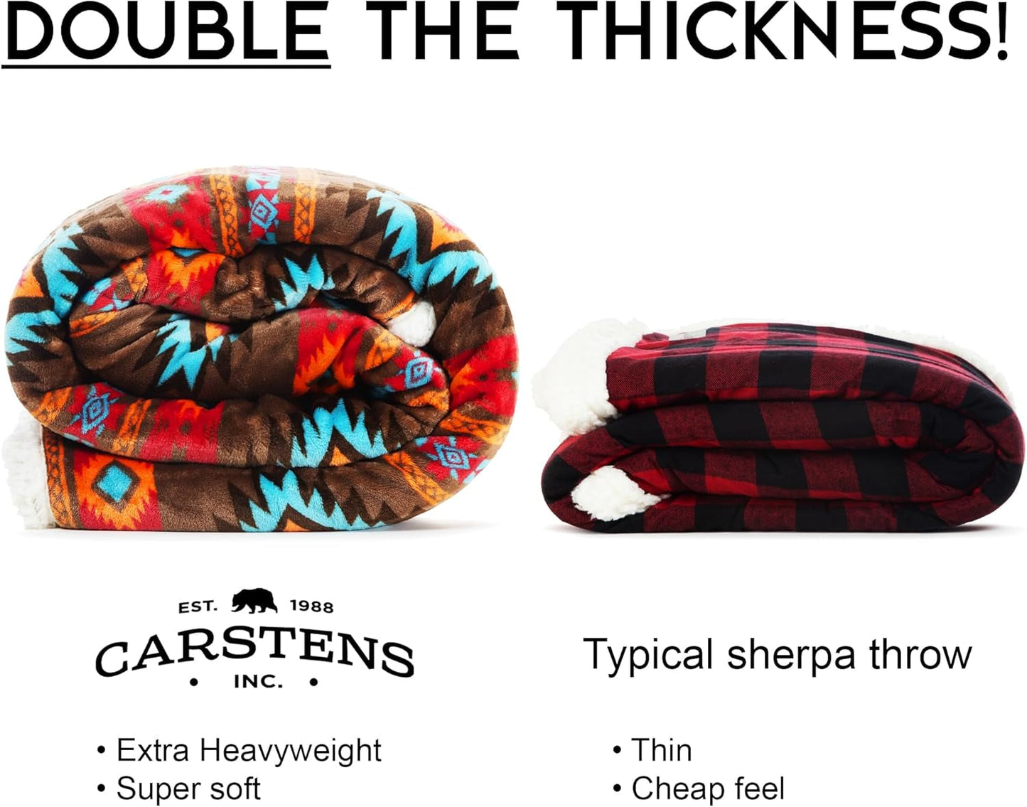 CARSTENS, INC. Wrangler Ultra Premium Throw Filt, Super Soft, Sherpa Fleece, Oversized, 137,2 X 172,7 Cm, Southwest Horizon sängar och filtar Carstens, Inc.