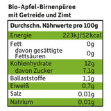 FRECHE FREUNDE Ekologisk pressbar fruktpåse Äpple Kanel Päron Ris Dinkelfruktpuré med flingor för bebisar 6 månader+ Vegansk 6-pack (6 x 100 g)