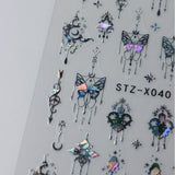 3D Metallic Schwarz Schmetterling Nagelsticker - Laser Pink Aurora Nagelaufkleber - Punk Butterfly Nail Art Stickers - Silver Nagelsticker - Nageldesign Zubehör