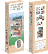 Soho-Madera design 3-vånings dockhus med 8 möbler, storlek 120 X 33 X 75 cm (913D00181) Naty Shop Dollhouses