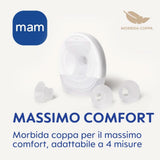 MAM Move Bärbar bröstpump med 3 driftlägen och 5 intensitetsnivåer, Skinsoft silikonhölje, justerbar till 4 storlekar Tillbehör Mat och amning Bebe Naty Shop