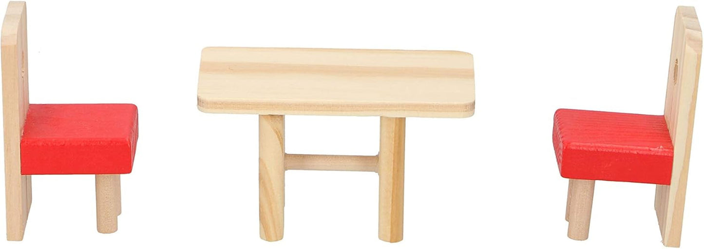 Marionette Wooden Toys - Dockhus i trä med möbler och dockor - 11 stycken Dockhus Naty Shop
