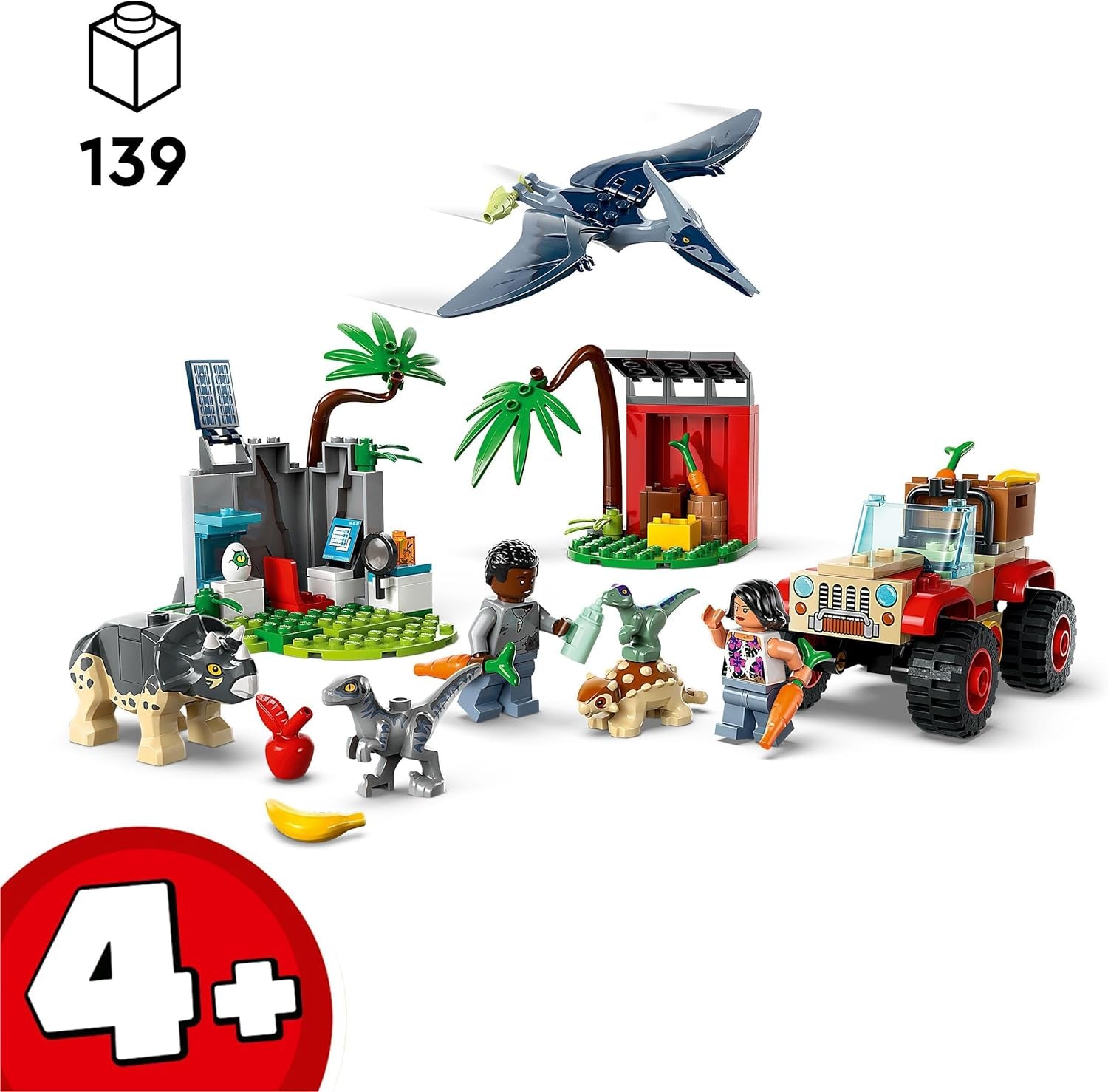 LEGO Jurassic World Rescue Center för babydinosaurier, set med små dinosauriefigurer inklusive Triceratops, Ankylosaurus och Velociraptor, byggpresent för pojkar och flickor från 4 år 76963 Byggset Besuche den LEGO-Store