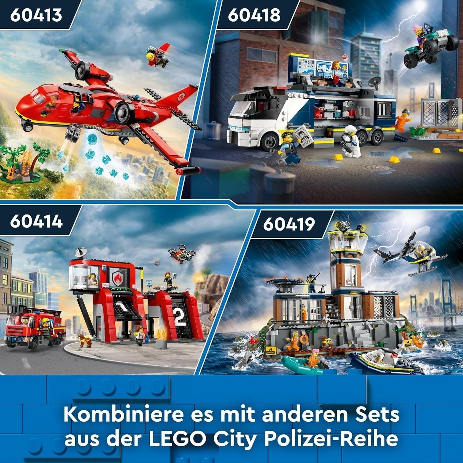 LEGO City Firefighting Plane, Barnleksaksplan brandmansset, byggset med 3 brandmansfigurer och branddekoration, utmärkt presentidé för pojkar och flickor från 6 år 60413 Byggset Besuche den LEGO-Store