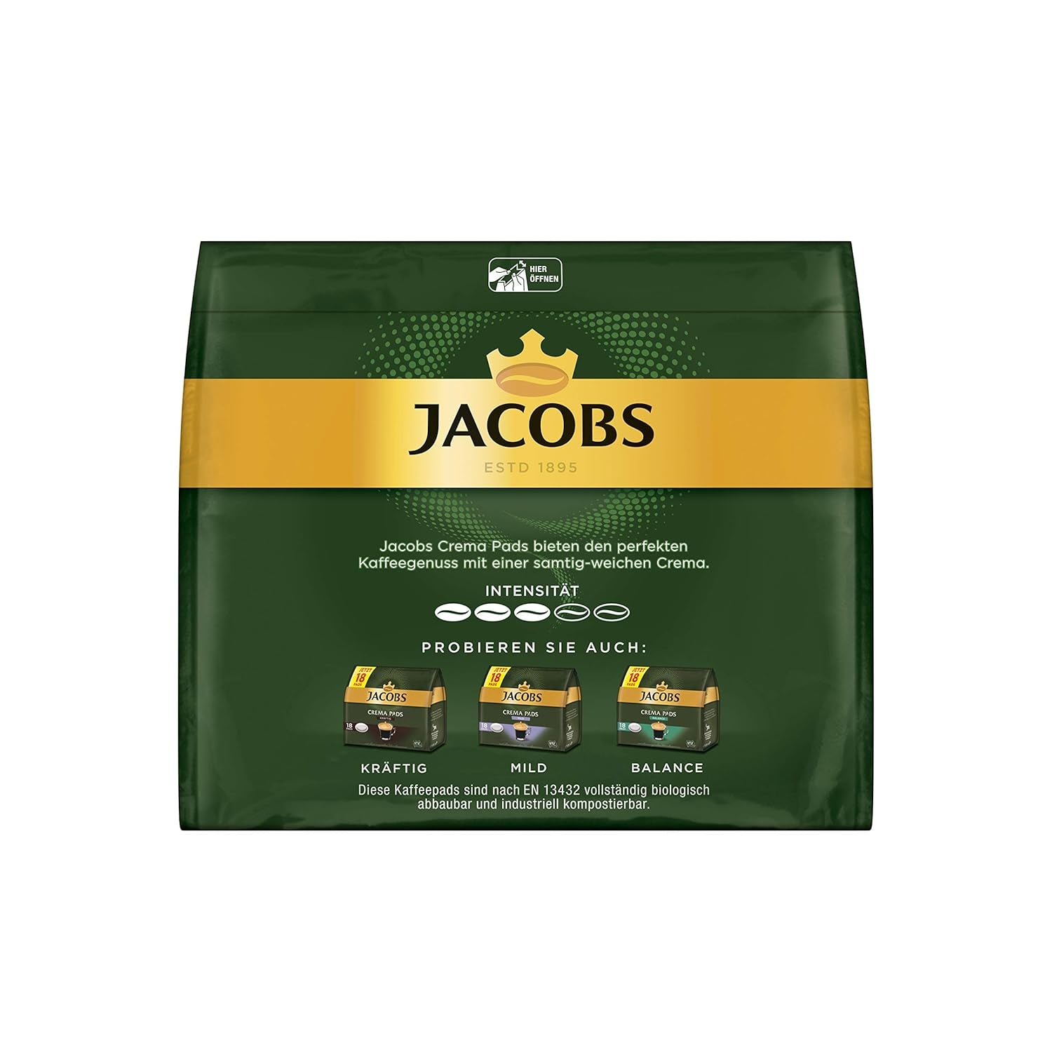 Kräftig Cream Pads, 90 Senseo-kompatibla Kaffeepads UTZ-zertifiziert, 5er Pack, 5 x 18 Getränke & Cream Pads, 90 Senseo-kompatibla Kaffeepads UTZ-zertifiziert, 5er Pack, 5 x 18 Getränke
