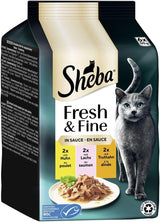 Sheba Portion Pouches Våtfoder för katter, multipack Fresh & Fine i sås med MSC kyckling och lax, 6x6x50g - Fina måltider för katter i sås