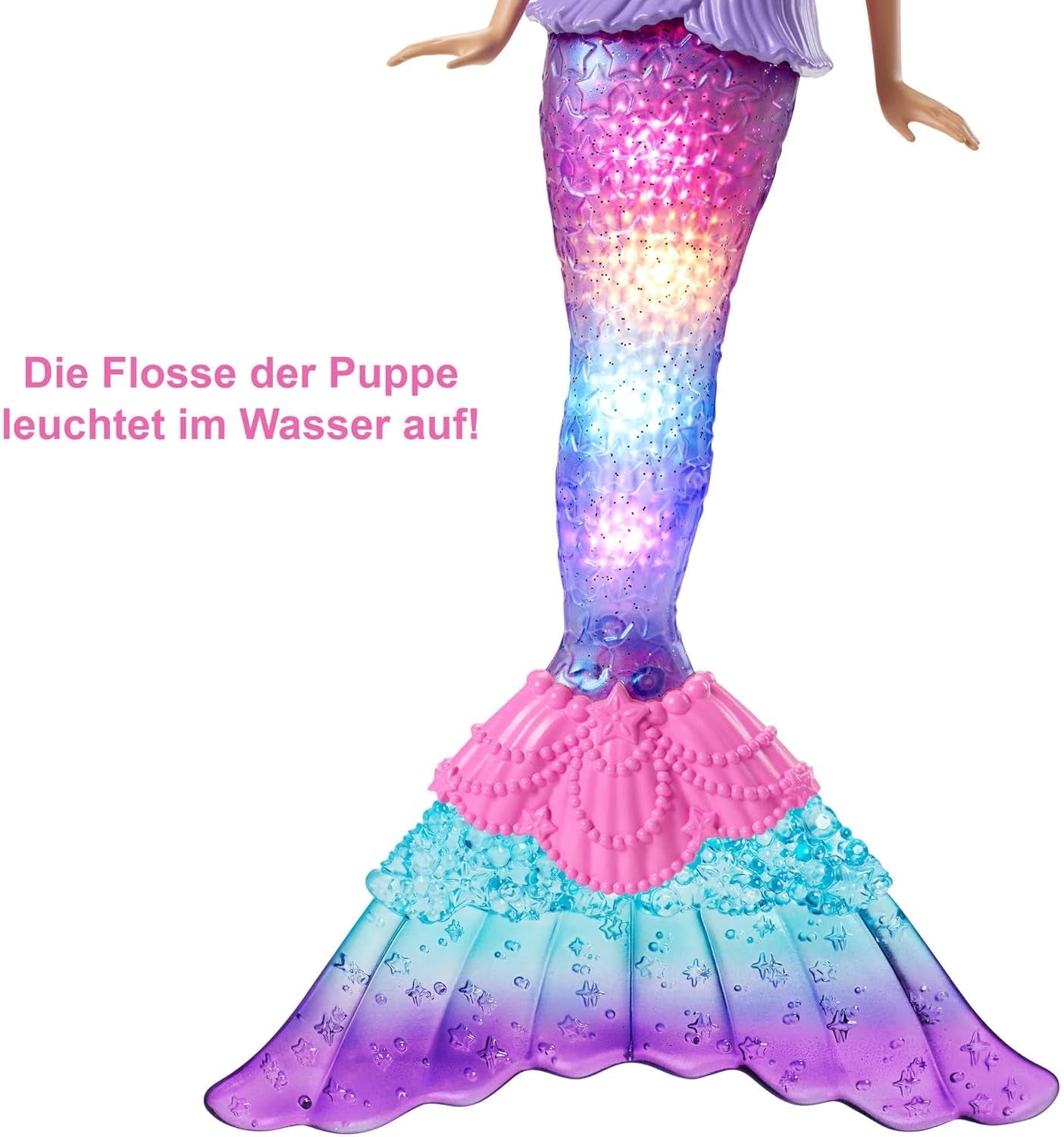 Barbie Dreamtopia Magic Light sjöjungfrudocka med blont hår, Barbiedocka med sjöjungfrusvans, lämplig som present till barn från 3 år och uppåt, HDJ36
