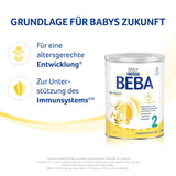 BEBA 2 - Tillskottsmjölk efter 6 månader, med 5 HMO-komplex, åldersanpassat proteininnehåll, laktosfri, palmoljefri, fiskoljefri, barnmat, babymjölkspulver, 3 st (3 x 800g)