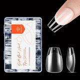 Modelones Nail Tips 216 bitar - Heltäckande Nail Tips Set, Soft Gel Tips Set, Pre-Polishing PMMA Resin Nail Tips, DIY Lime On Nail Art konstgjorda naglar, korta mandlar XS