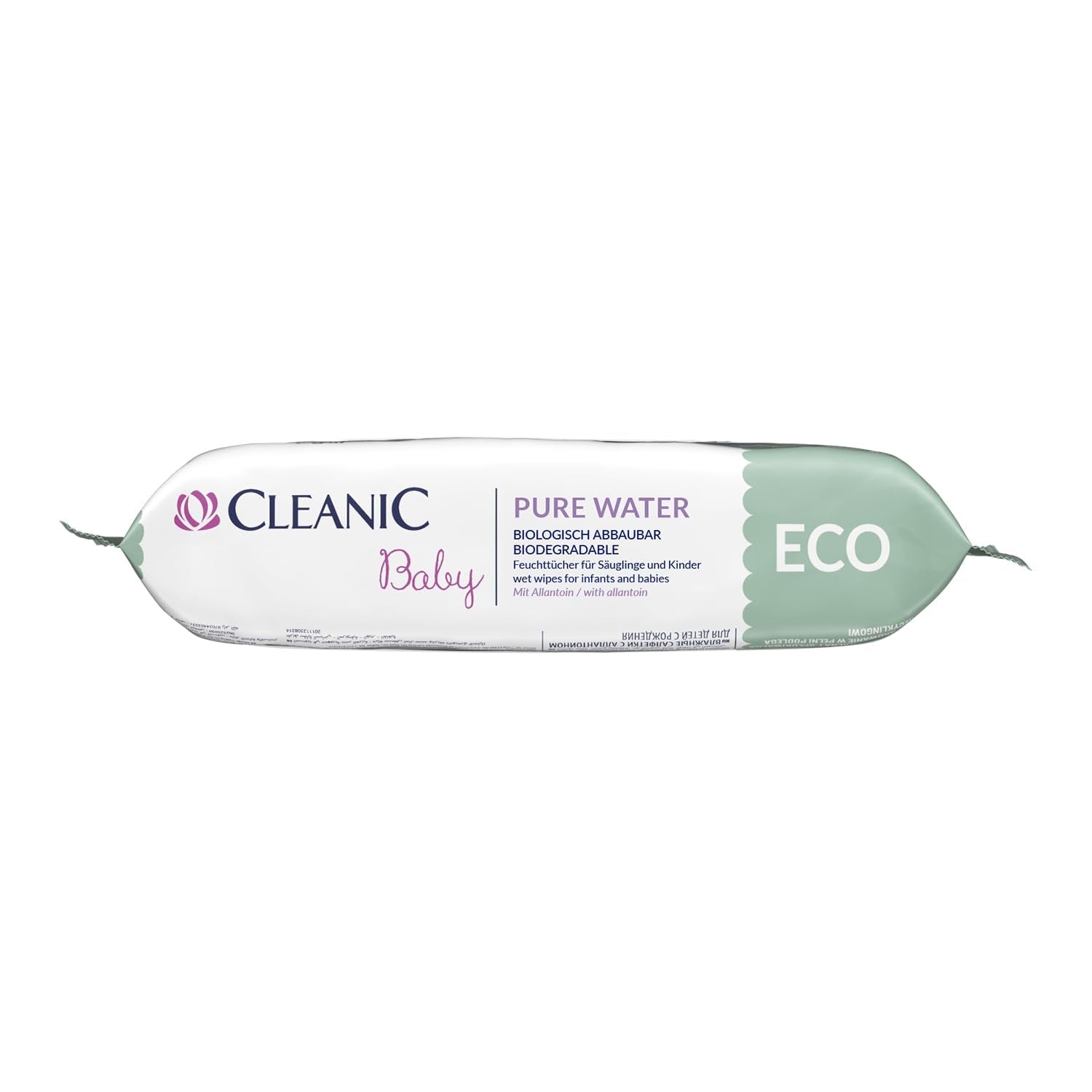 Cleanic Baby Eco Pure Water Wet Wipes – (1 x 50 st.) Våtservetter för barn och spädbarn – parfymfri, sköljbar, känslig hud – 50 st.