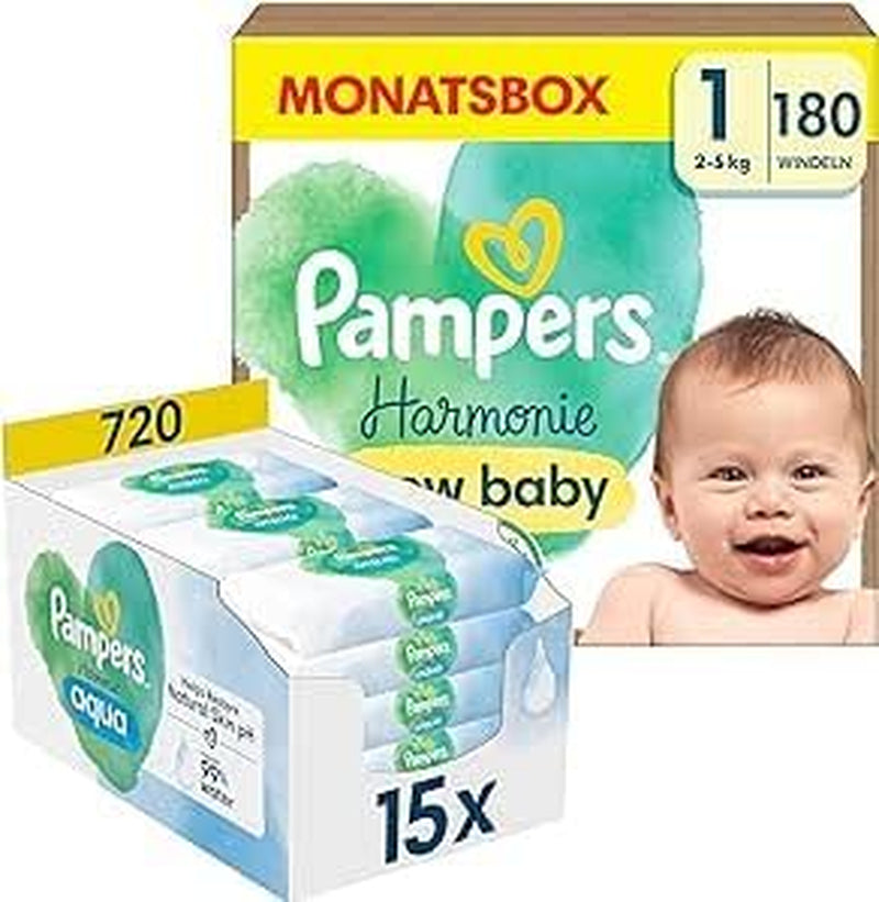 Virtuellt paket: Harmony Size 1 och Aqua Wet Wipes