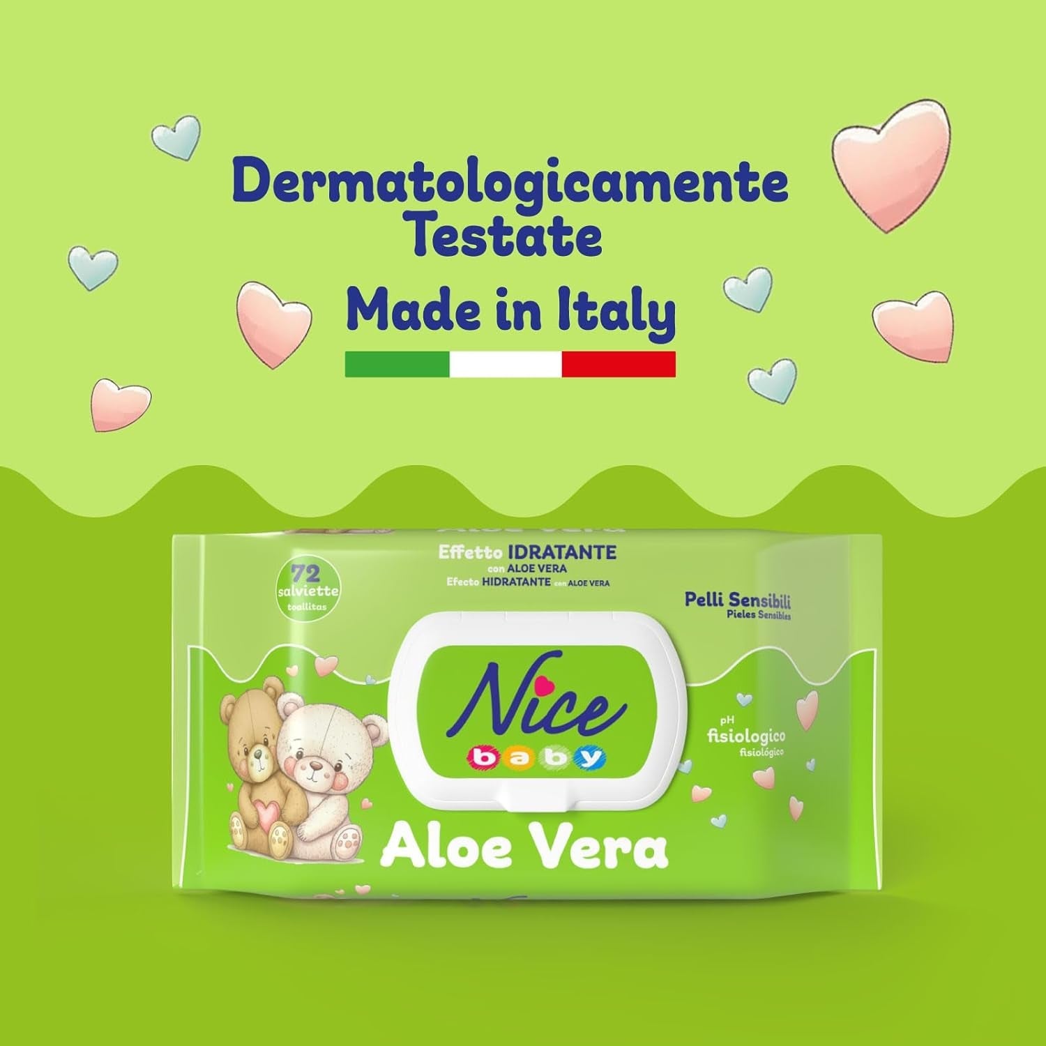 Rengöringsservetter för barn och bebisar - med aloe vera och arganolja - dermatologiskt testad - fysiologiskt pH-värde - maxiformat: paket med 72 våtservetter - Snyggt