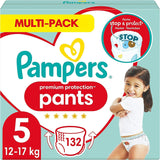 Pampers Premium Protection Pants Storlek 7, 123 Blöjor, 15 kg+, med 360° justering och mjuka anti-läcka muddar för optimal komfort och skydd