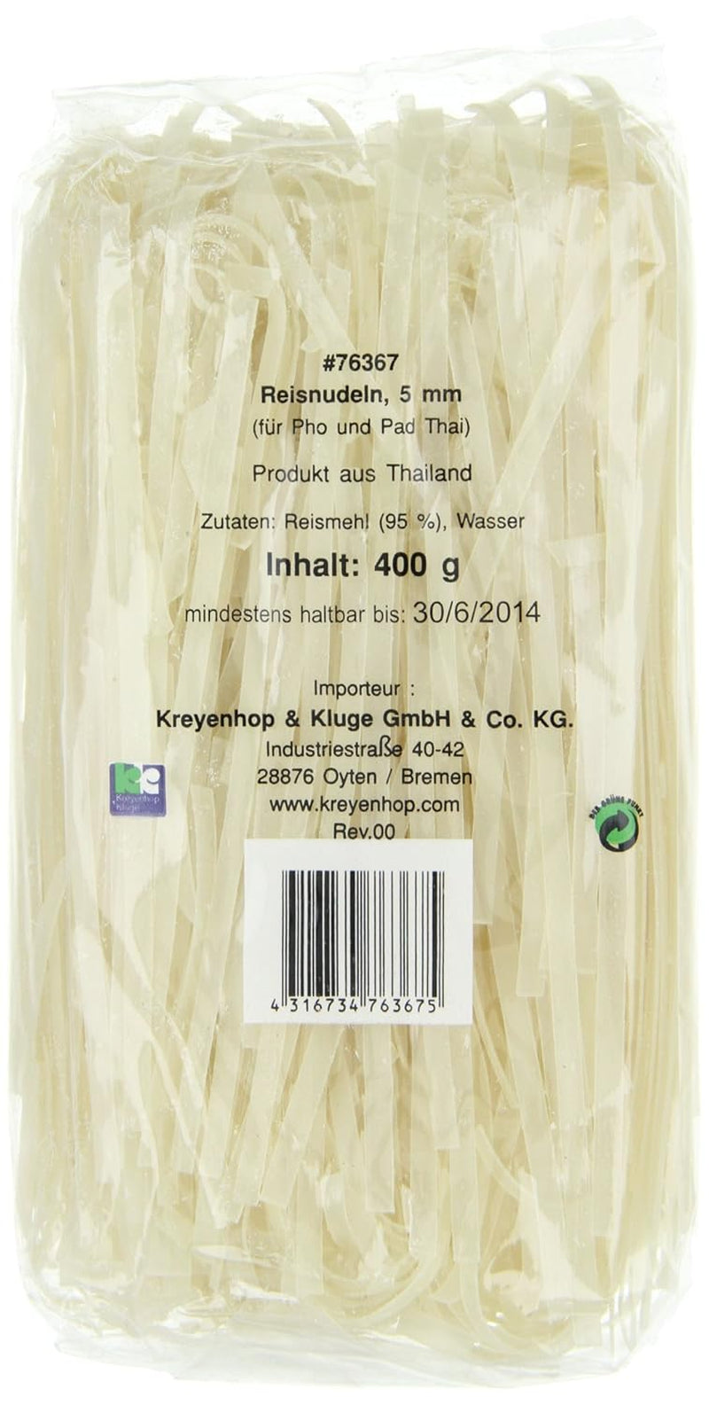 Risnudlar - thailändska, 5 mm breda risbandsnudlar, gjorda av rismjöl - 17 x 400 g