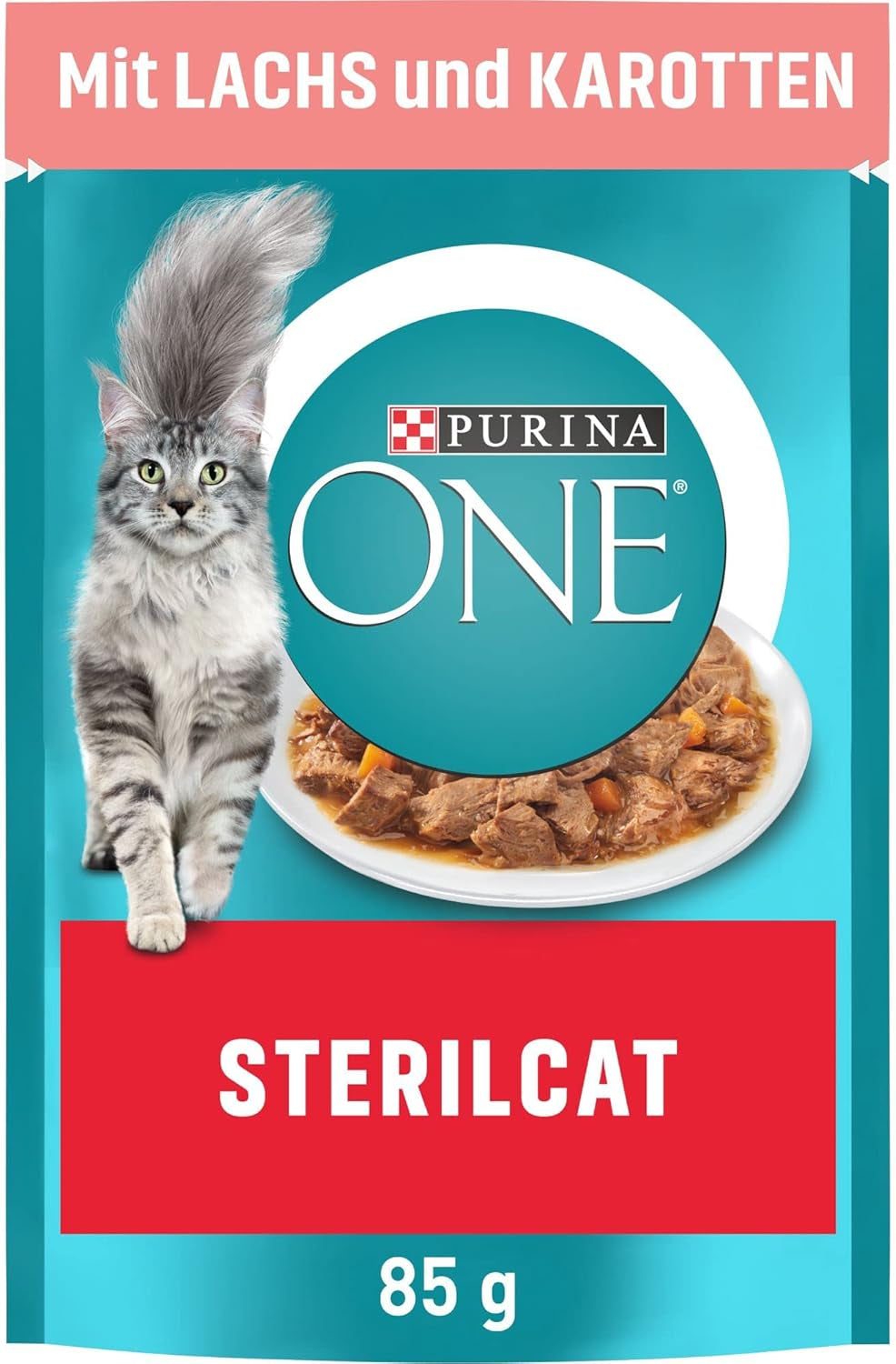 PURINA ONE STERILCAT våt kattmat, möra bitar i sås för steriliserade katter, med lax, förpackning om 26 (26 x 85g)