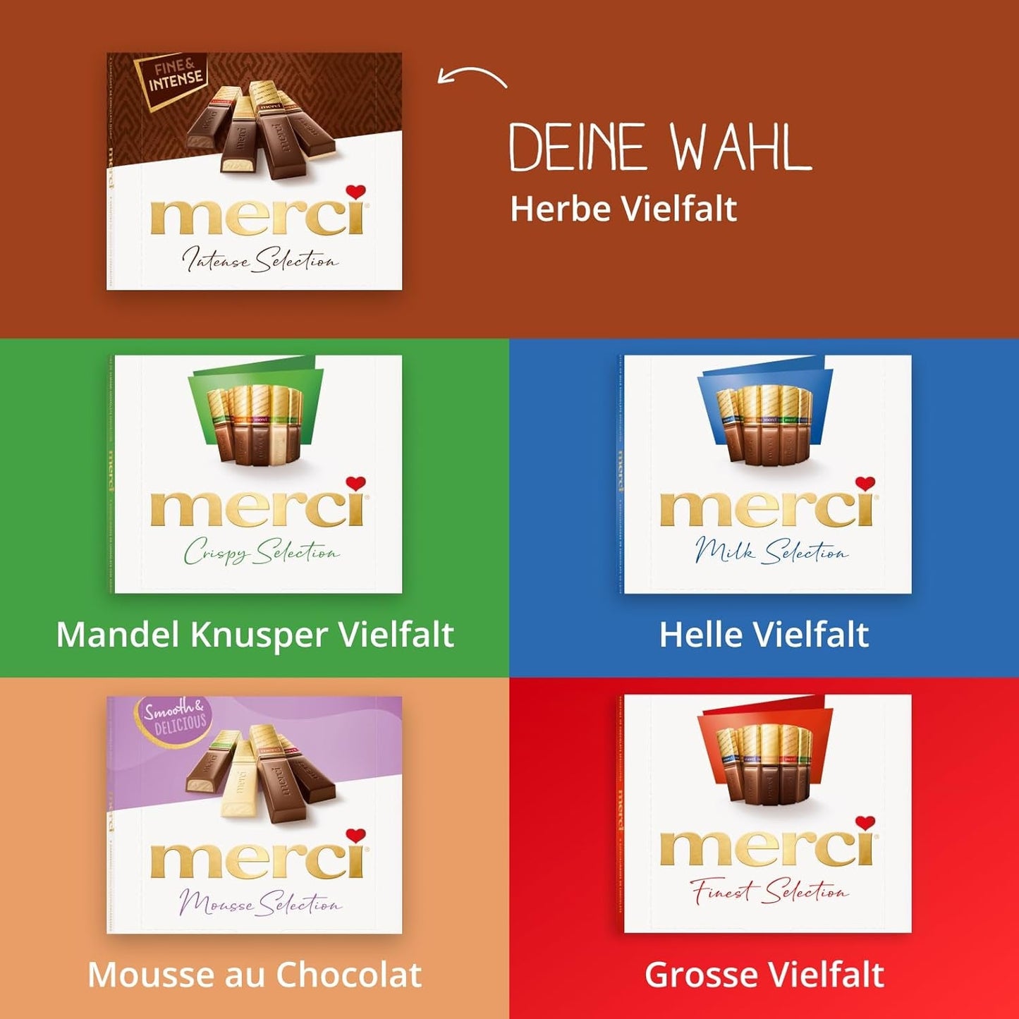 Finest Selection mörk choklad – 6 x 250 g – Raffinerade mörk chokladspecialiteter – Fyllda och ofyllda praliner