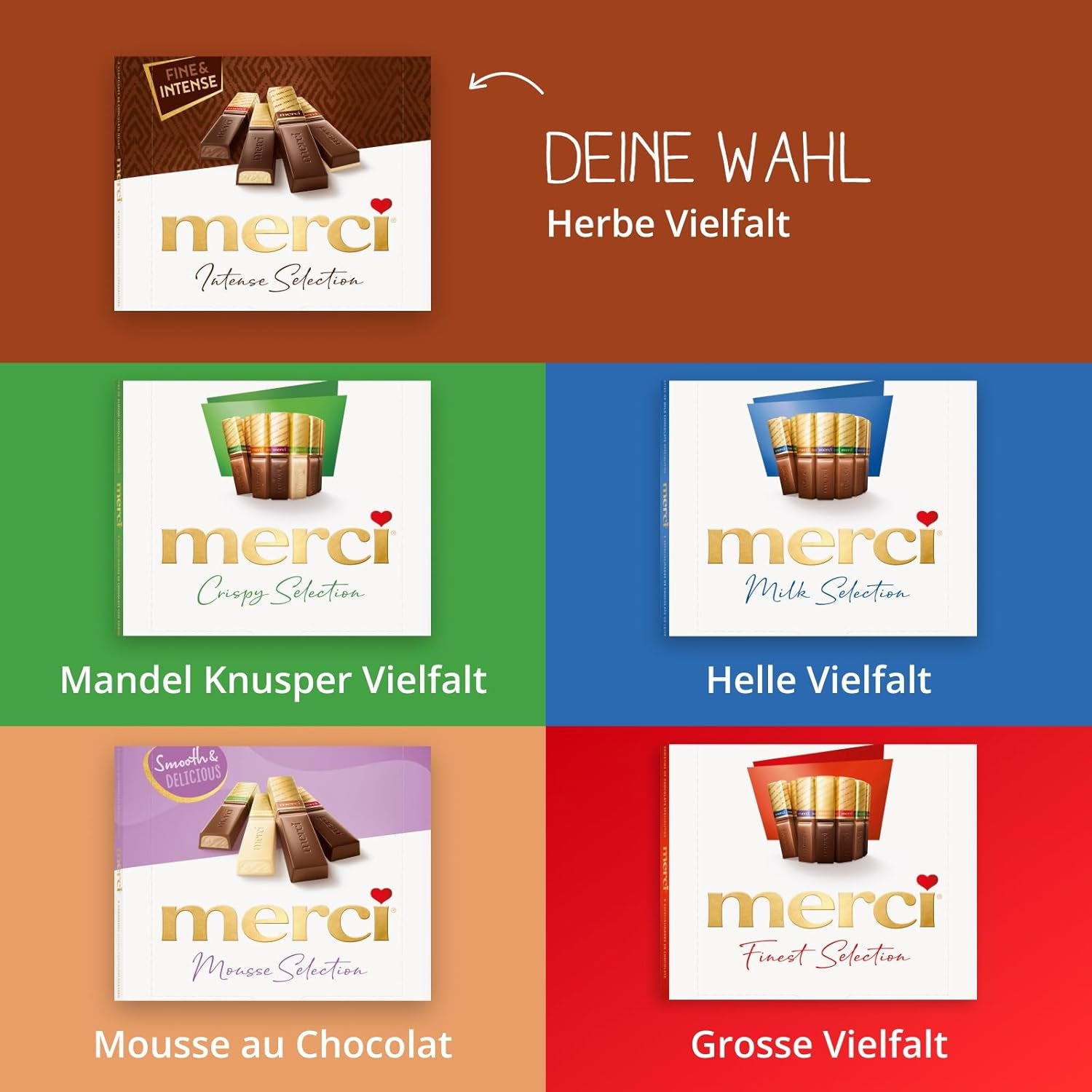 Finest Selection mörk choklad – 6 x 250 g – Raffinerade mörk chokladspecialiteter – Fyllda och ofyllda praliner