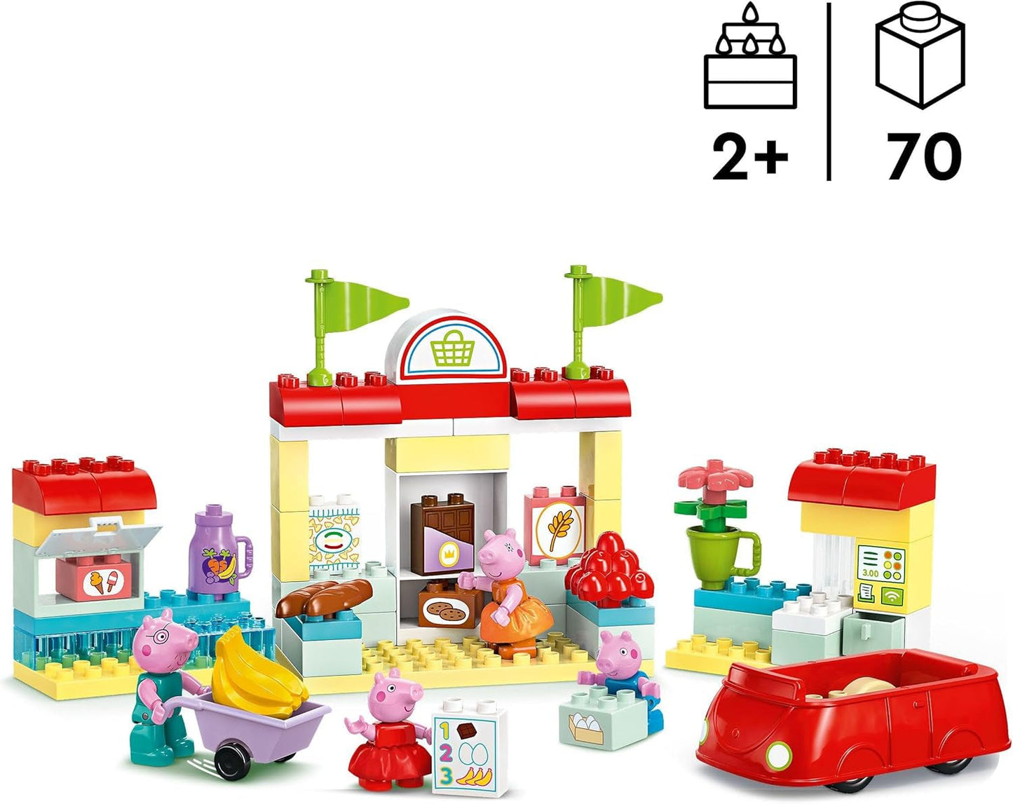 LEGO DUPLO 10434 Peppas Supermarket: kreativ pedagogisk leksak och lekset, present till pojkar och flickor från 2 år, uppmuntrar fingerfärdighet Byggset Besuche den LEGO-Store