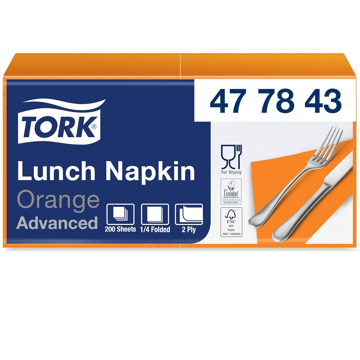 Tork 477840 Lime Lunchservetter / 2-lagers servetter för små måltider eller mellanmål / Avancerad kvalitet / 10 X 200 (2000) pappersservetter / 32,6 X 33 Cm (L X B) / 1/4 vikning