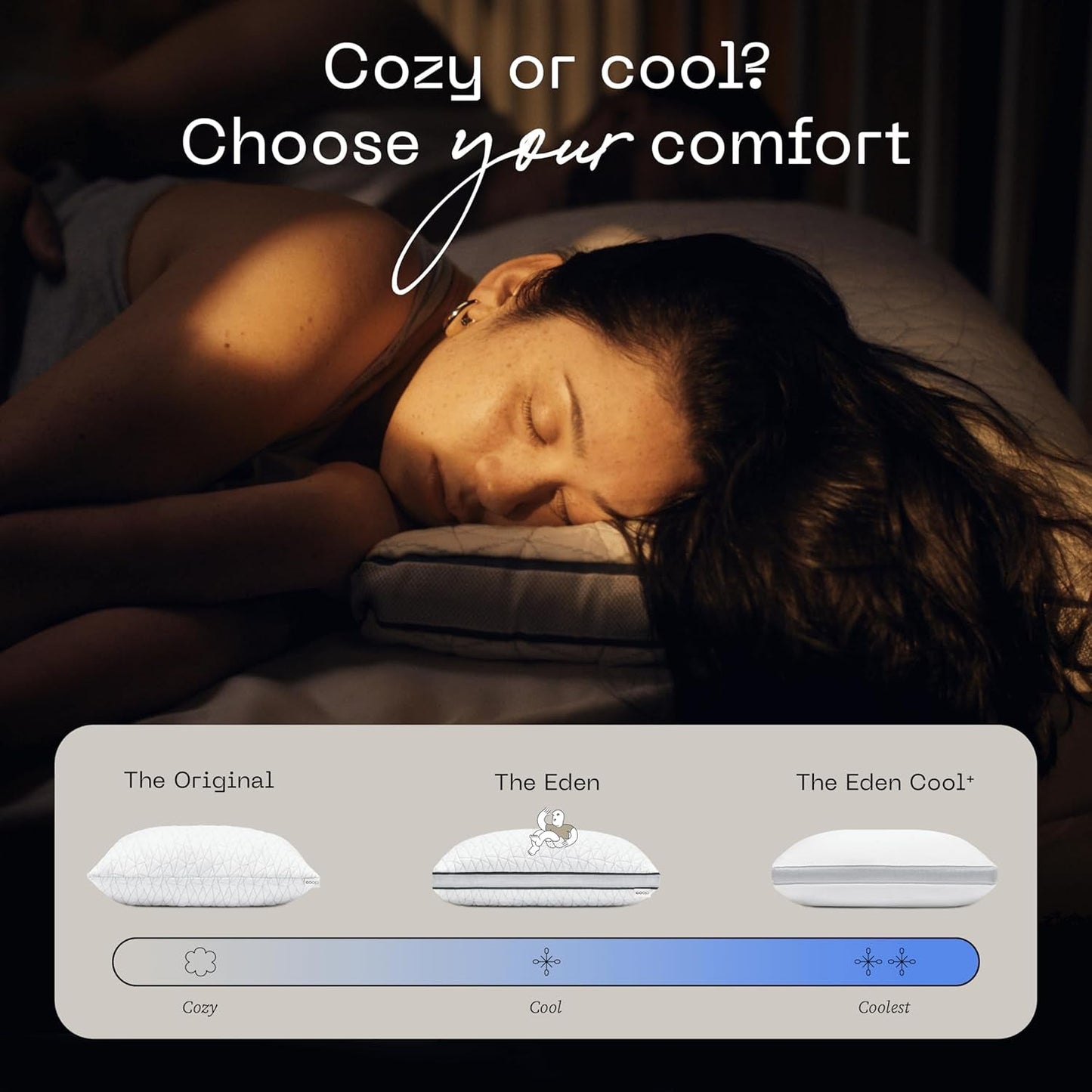 Coop Home Goods Eden Cool Justerbar Kudde King Size Justerbar Gel Infunderat Memory Foam Mjukt Lulltra-tyg som andas Perfekt för alla som sover Miljövänliga Naty Shop Standardkuddar