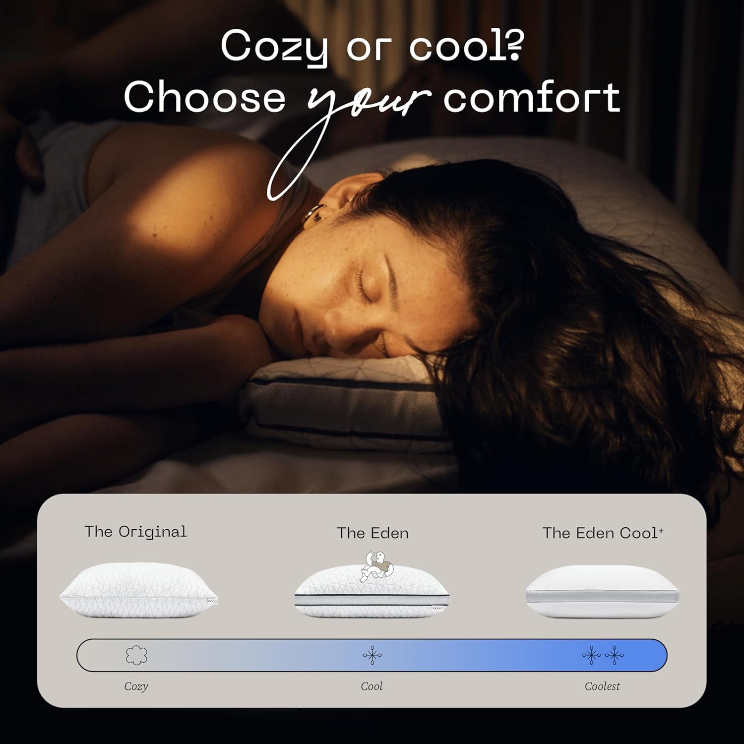 Coop Home Goods Eden Cool Justerbar Kudde King Size Justerbar Gel Infunderat Memory Foam Mjukt Lulltra-tyg som andas Perfekt för alla som sover Miljövänliga Naty Shop Standardkuddar