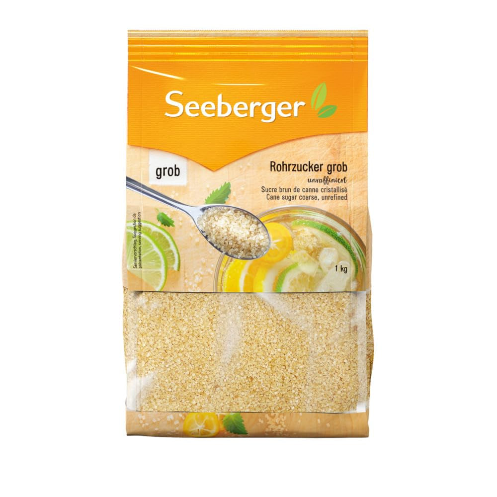 Seeberger Rohrzucker Grob 5Er Pack: Vollrohrzucker Besonders Aromatisch - Ideal Für Cocktails Und Zum Backen - Grob - Unraffiniert, Vegan (5 X 1 Kg) Sötningsmedel Naty Shop 1 Kg (5Er-Pack)