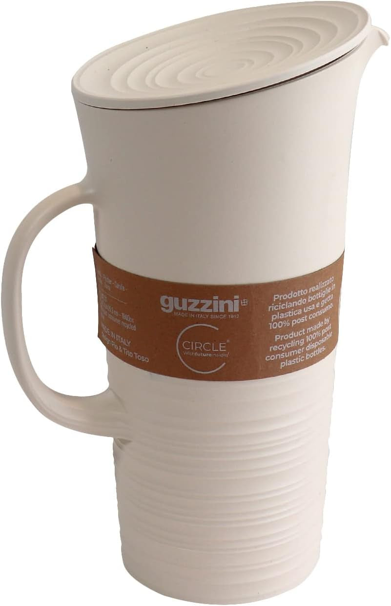 Guzzini - Tierra, Karaff med lock - Mjölkvit, 18,7 x 13,4 x 10 x h26,9 cm | 1800 cc - 181701156, Bianco