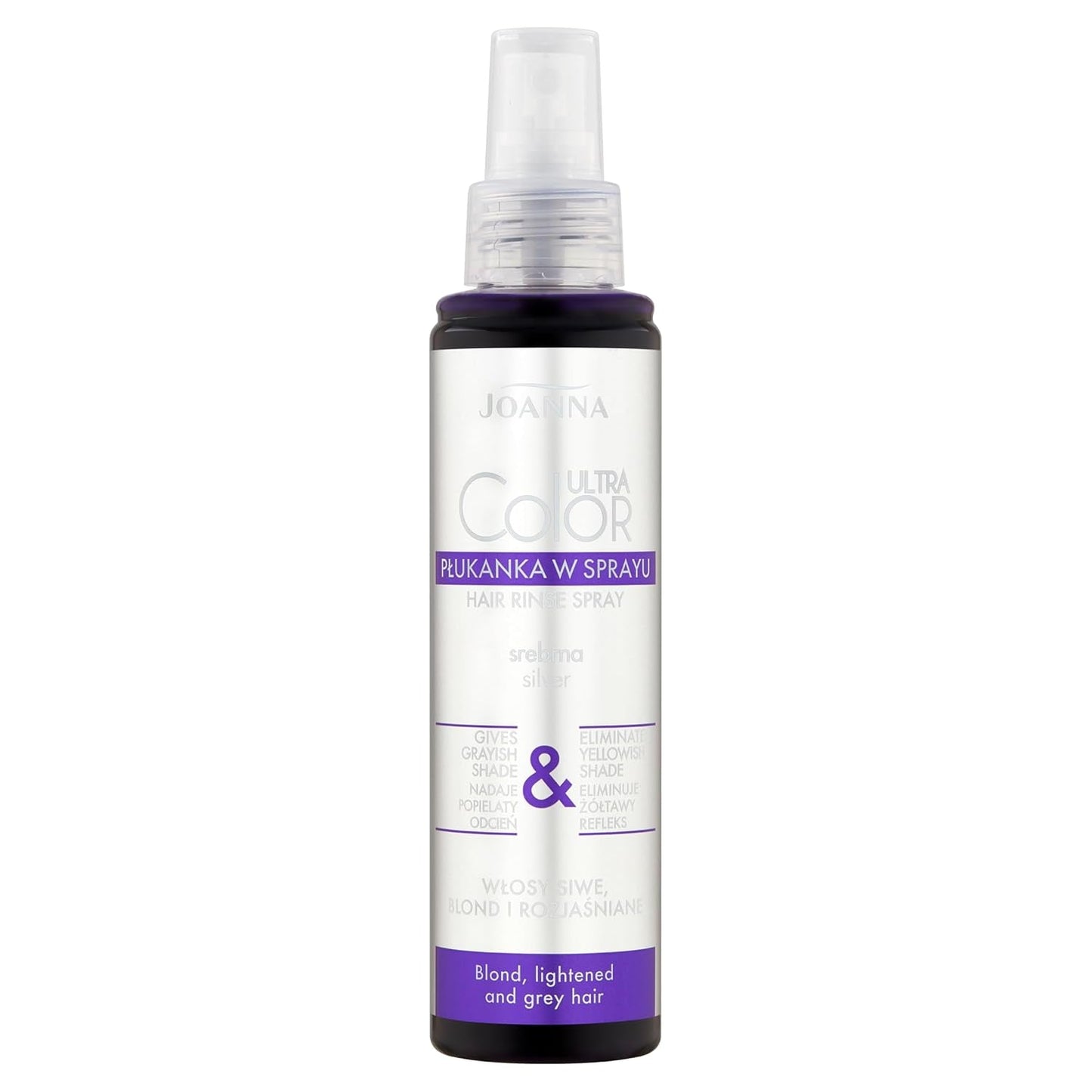 Joanna Ultra Color - Rosa färgbalsam för blont och ljust hår - Pastellrosa - Naturlig glans - Tar bort den gula nyansen från gråblont hår - Tillfällig effekt - 150 ml Hårfärgningsmedel Naty Shop Spray grå grå nyans av blond 150 Ml (1 förpackning)