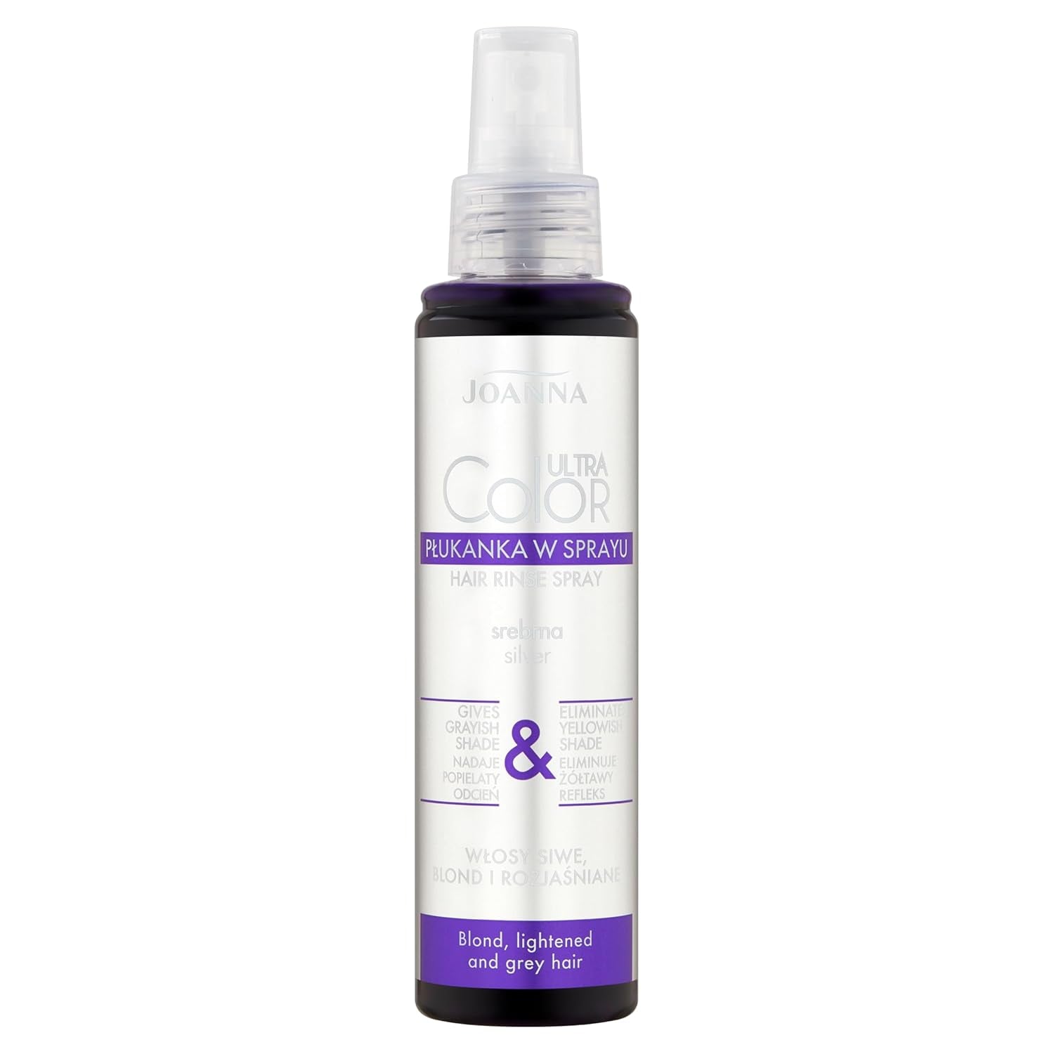 Joanna Ultra Color - Rosa färgbalsam för blont och ljust hår - Pastellrosa - Naturlig glans - Tar bort den gula nyansen från gråblont hår - Tillfällig effekt - 150 ml Hårfärgningsmedel Naty Shop Spray grå grå nyans av blond 150 Ml (1 förpackning)