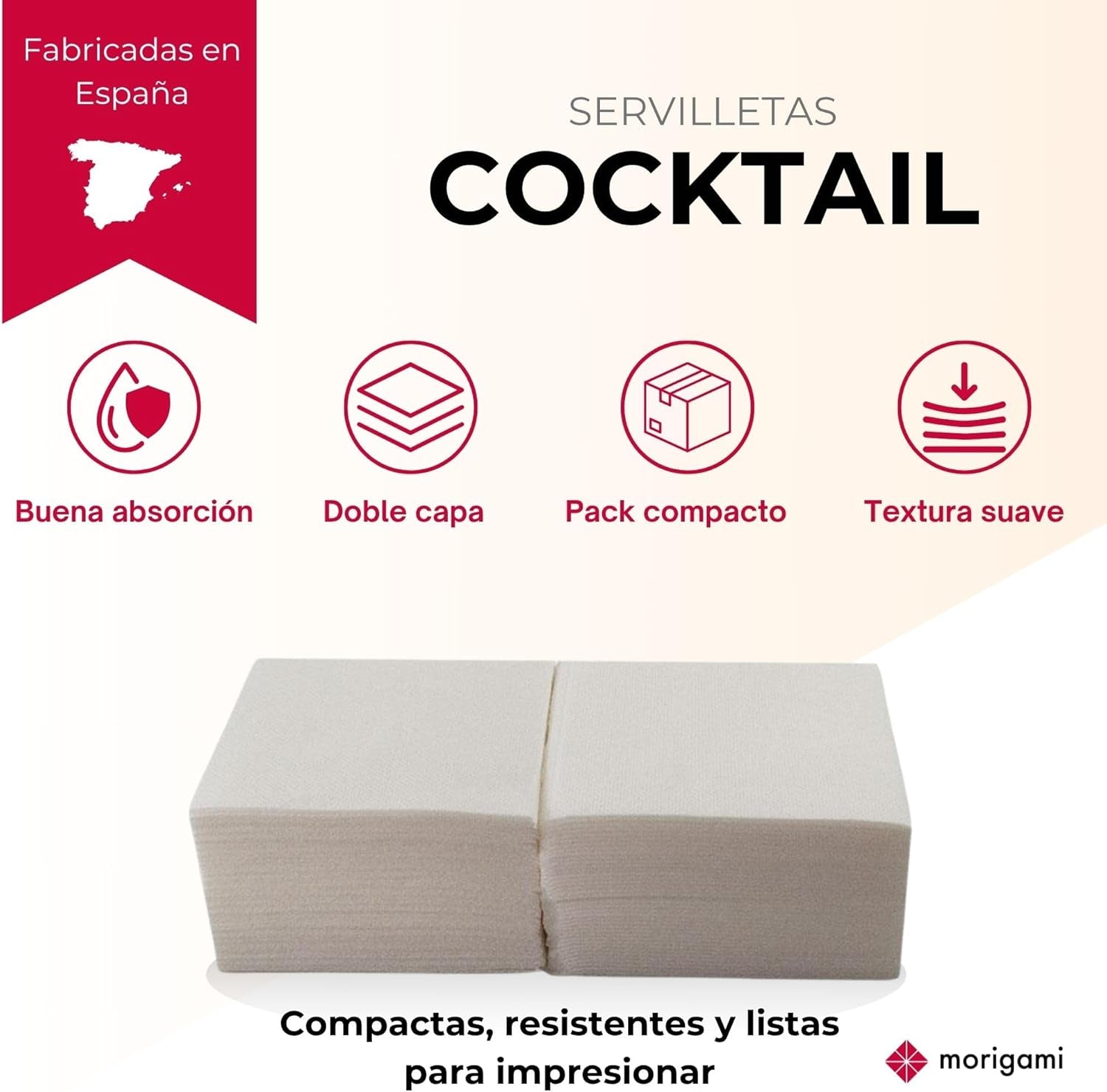 , Cocktailservett av papper, 1/4-faldig, Spets, 150 servetter, Vit