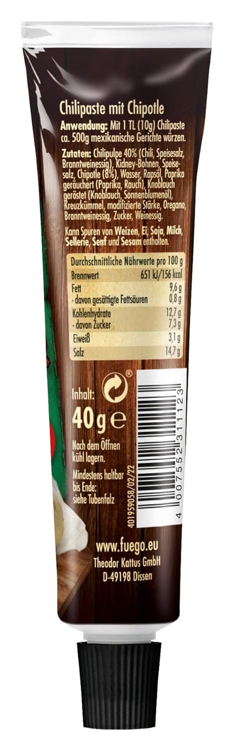 - Chipotle Chili Paste, kryddiga mexikanska rätter, Für 4 Anwendungen, Vegan, 1 x 40 g