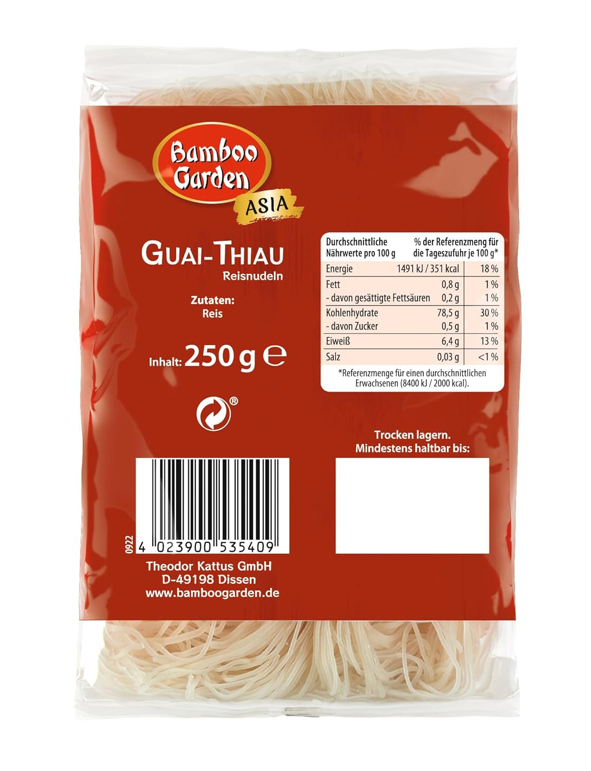 Bamboo Garden Guai Thiau risnudlar 250 g (förpackningsdesign kan variera)