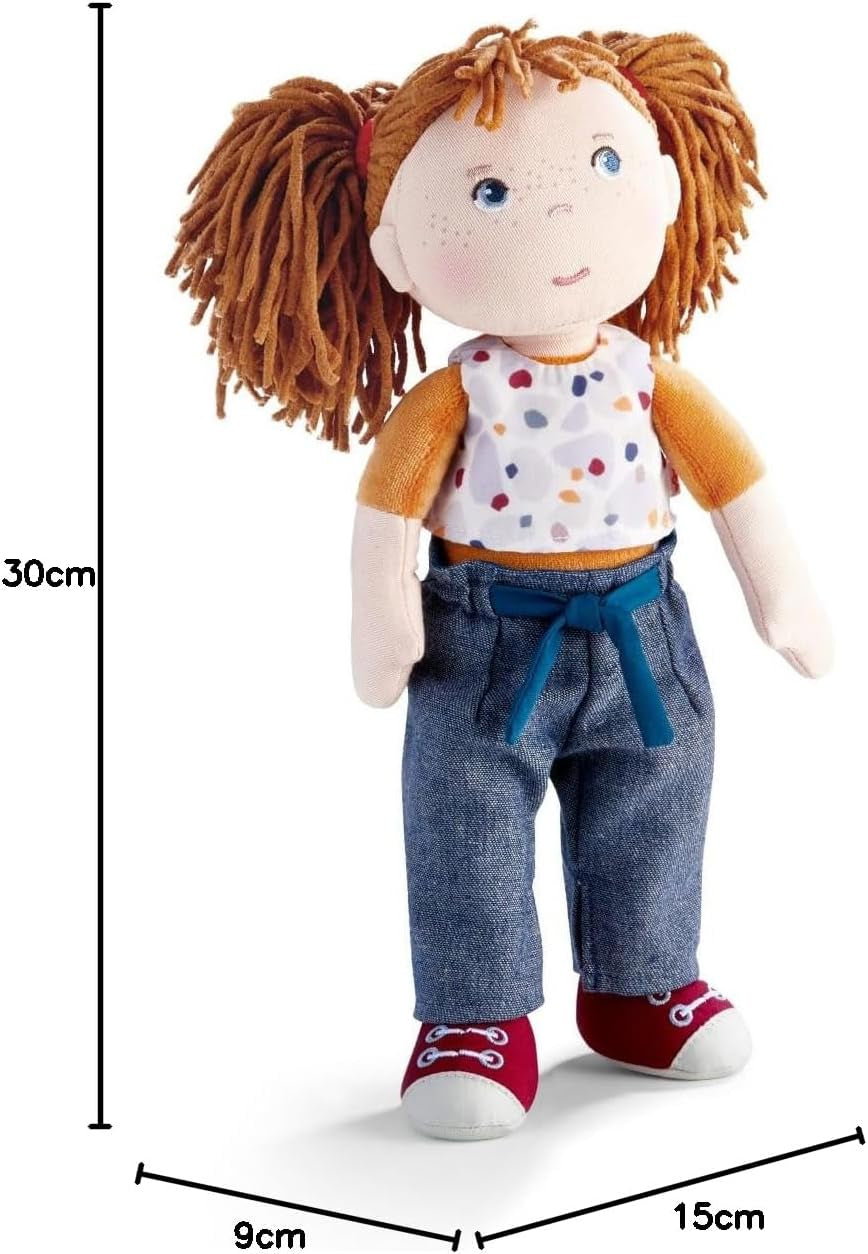 HABA Malou docka - 30 cm hög mjuk docka för att leka och kramas - Mjuka och tvättbara material - Idealiskt alternativ till plyschdockor - Lämplig för barn från 1,5 år - 2010818001