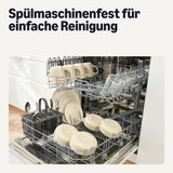 Amazon Basics glaserat stengods servisset, 18 delar, 6 kompletta set, diskmaskinssäkert, elfenben