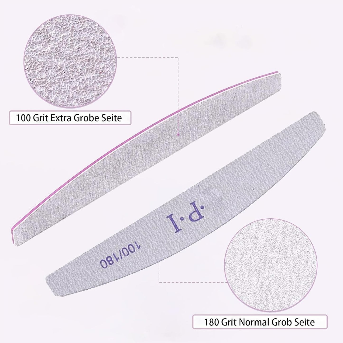 3 st nagelfilsset, nagelfilar för gelnaglar, slitstarka och tvättbara gelnageltillbehör, professionell nagelfil 100/180 med 3 former, vit