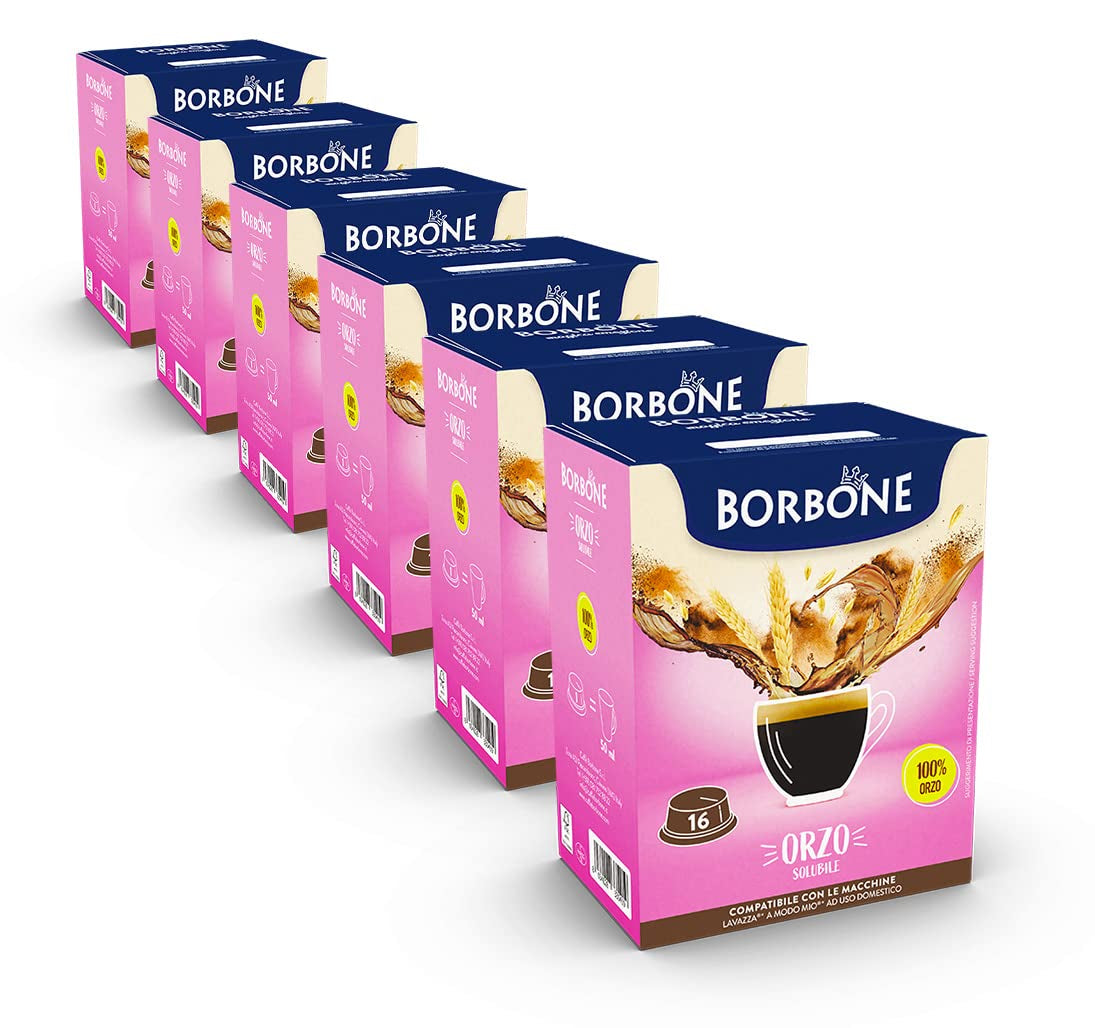 Caffè Borbone Malzkaffee - 96 Kapseln (6 Packungen mit 16 Stück) - Kompatibel med Lavazza A Modo Mio Haushalts-Espressomaschinen