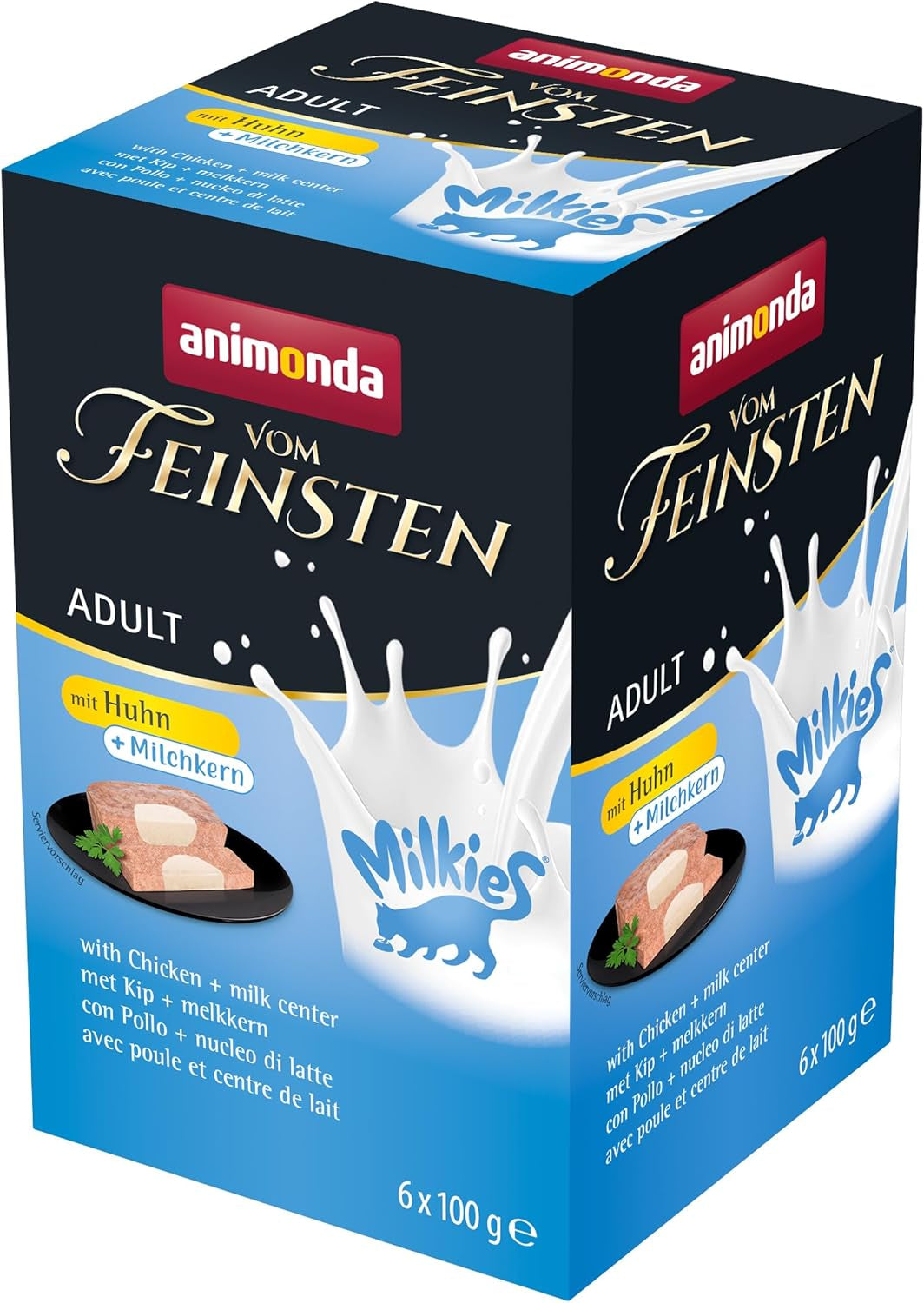 animonda Vom Feinsten Mat för vuxna katter, Nassfutter für ausgewachsene Katzen, mit Chicken + Milchkern, 6 x 100 g