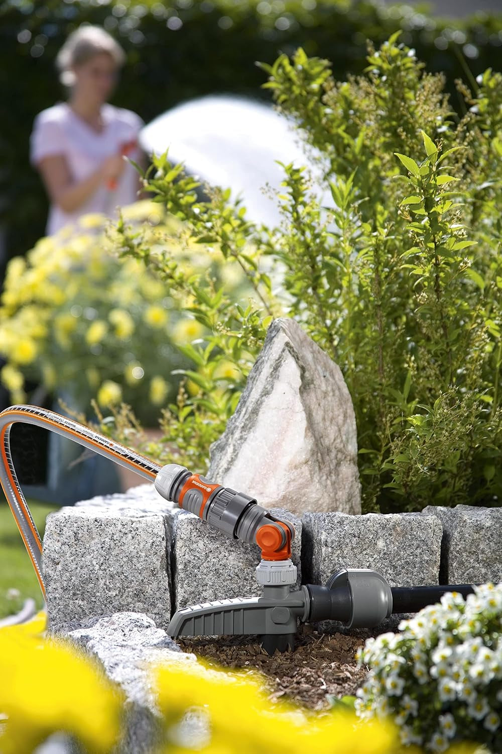 Gardena krananslutning med vattenstopp, vattenuttag: anslutning för vattenplugg (artnummer 8254), vattenuttag (artnummer 8250, 8266), del av rörsystemet (05327-20), grå