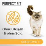 Våtfoder för katter Perfect Fit Sensitive 1+ med kyckling i sås, 12 påsar, 12 x 85g - Premium våtfoder för känsliga katter från 1 år, utan vete och soja, för att stödja matsmältningen