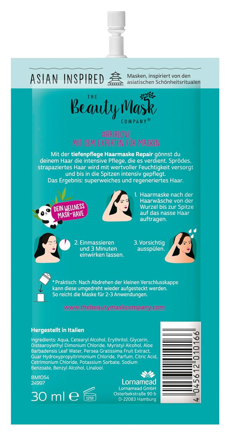 The Beauty Mask Company Repair Boost Hair Mask 30 ml, djupvård för skört och skadat hår (1 påse) Hårmask Naty Shop