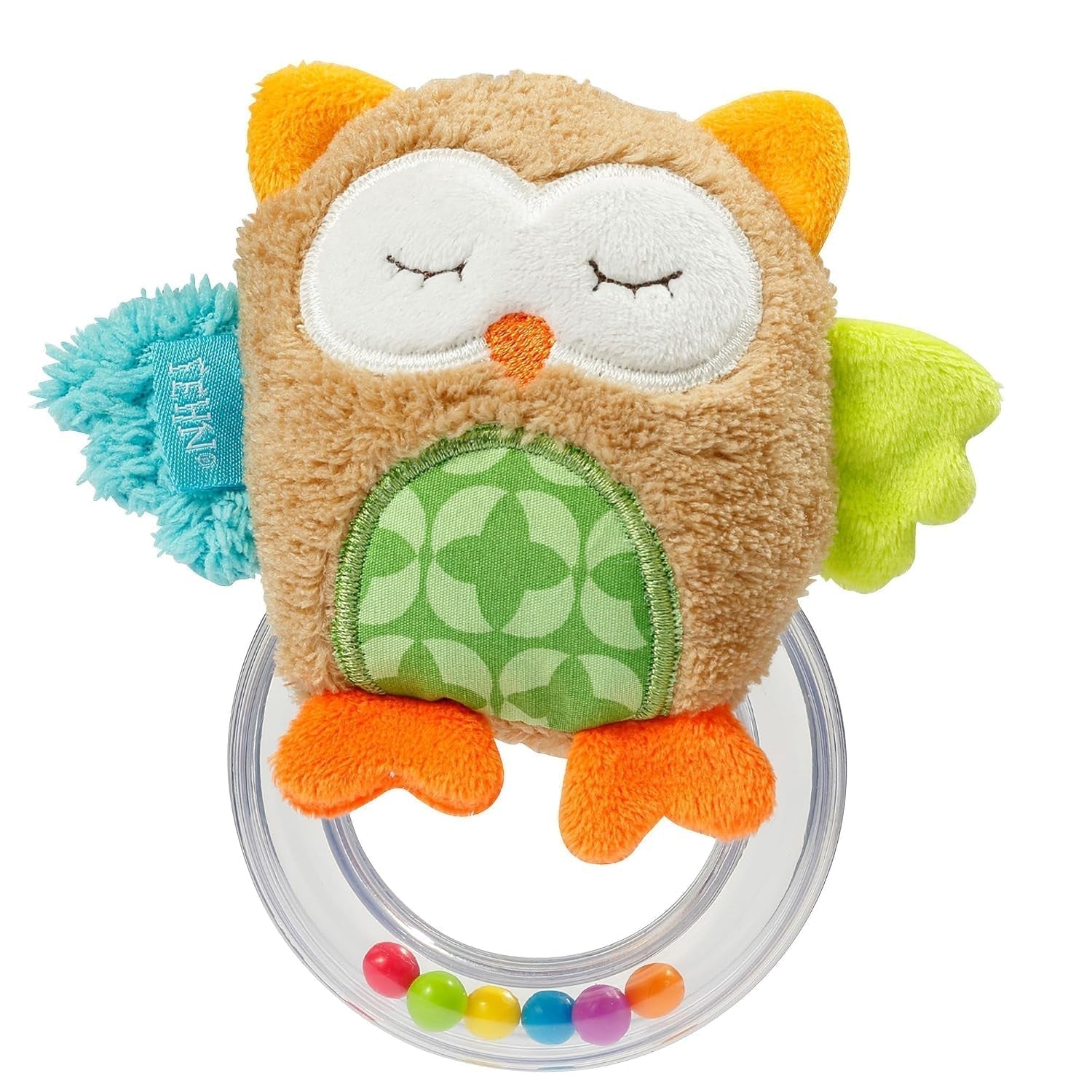 Fehn Octopus Toy Ring Bell - Skallra, gnissla, känna motoriska färdigheter Leksak - Plyschleksak för spädbarn med mjukt tyg - Leksak för spädbarn och småbarn från 0+ månader Babyleksaker Naty Shop Owl