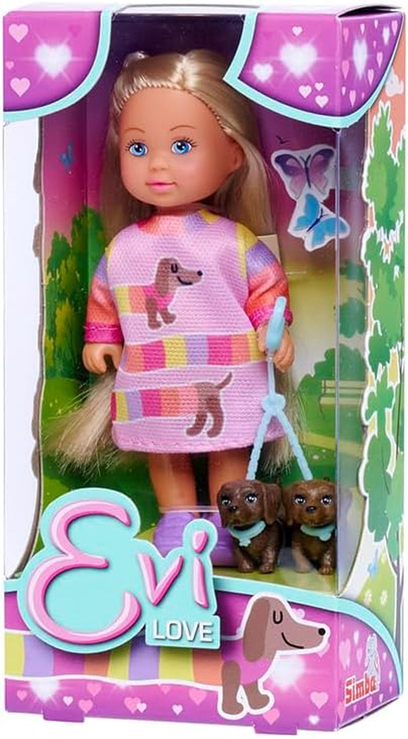 Simba Evi Love Dogs Två söta taxar i koppel Docka 12 cm Toy Doll Ålder 3+