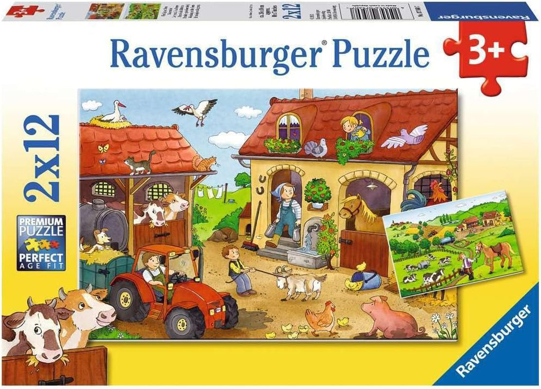 Ravensburger Pussel för barn - 07574 Police and Fire - Pussel för 3+ 2X12 Pussel Naty Shop 07560 Upptagen på gården