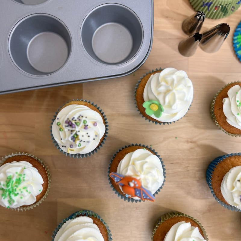 Wilton 03-3118 Cupcake- /Muffins Bakform, Recept Höger, Antihaft, 12 Vertiefungen, Grau Formar och bakplåtar Naty Shop