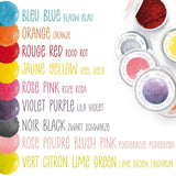 Scrapcooking - Set med 9 pulveriserade matfärger - blå, gul, rosa, lila, orange, limegrön, röd, pulverrosa, svart - ätbart färgpulver för kakor, muffins, macarons - 4270