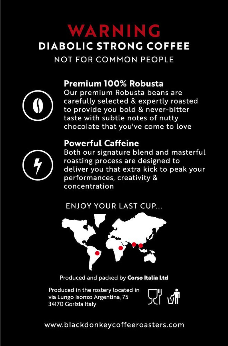 DJÄVELSTEK | Kaffebönor 1KG | Extremt starkt kaffe | Kaffe med hög koffeinhalt | Premium robusta från