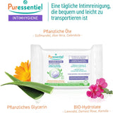 Puressentiel - Intimhygien - Intimservetter - Rengörande och uppfriskande - Känsliga slemhinnor och hud - Långvarig återfuktning 24 timmar - För dagligt bruk - X25 st.