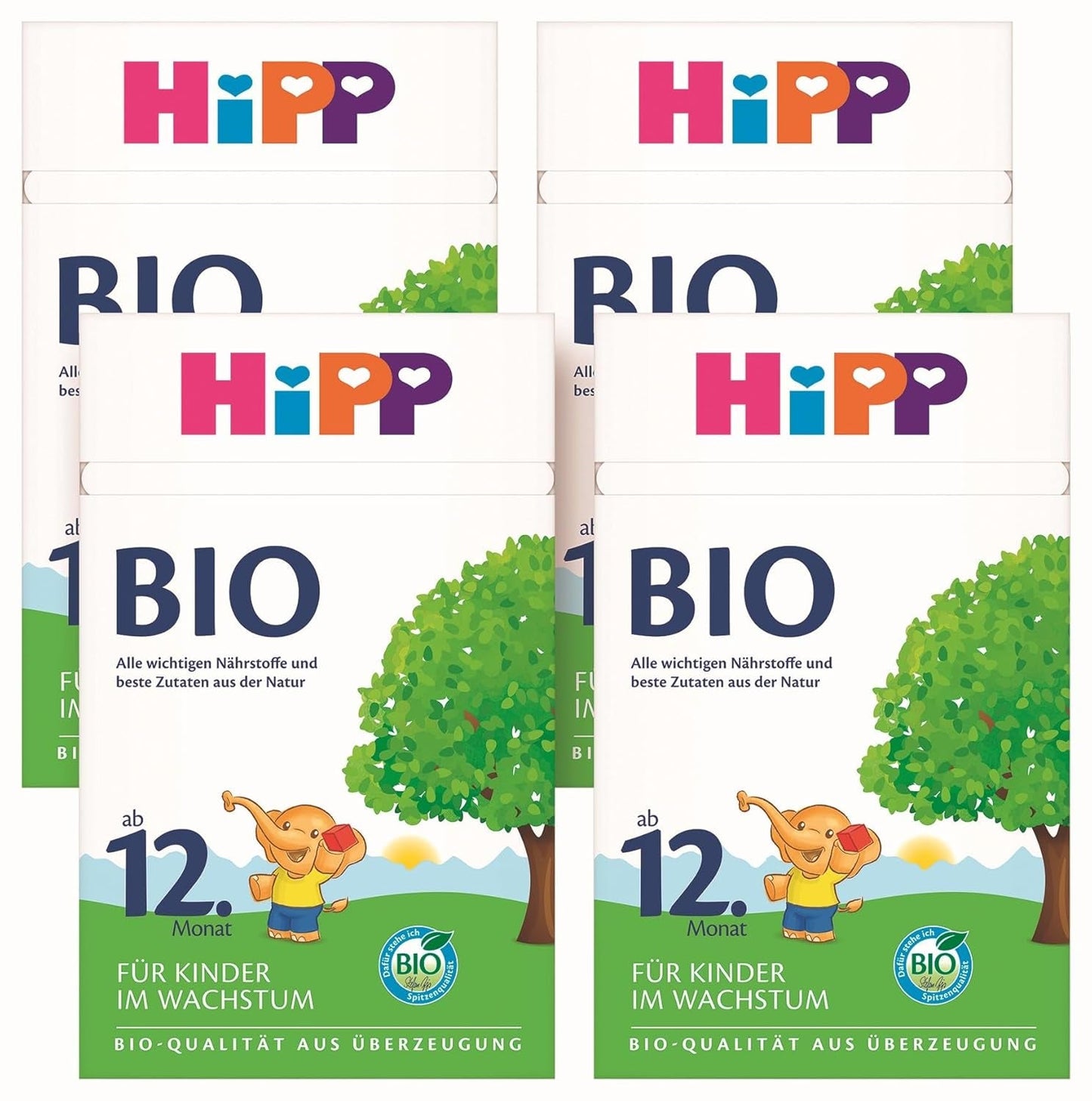 HiPP ekologisk tillväxtmjölk (4 x 600 g) efter 12 månader med kalcium, järn, vitamin C och D för växande småbarn, bästa ekologiska kvalitet