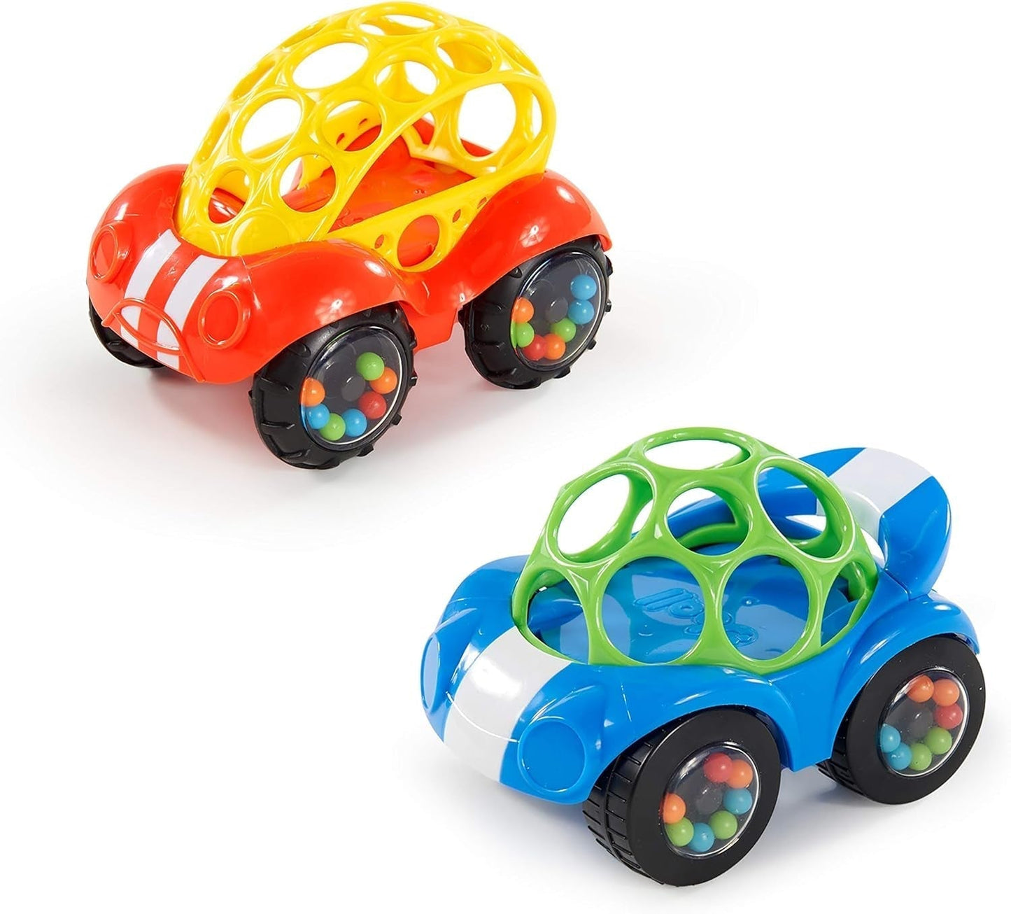 Bright Starts Oball Rattle Toy Bilmotoraktivitetsleksak för spädbarn och småbarn från 3 månader 1st Slumpmässig färg Blå eller Röd Bebe Naty Shop Toys Standardtitel