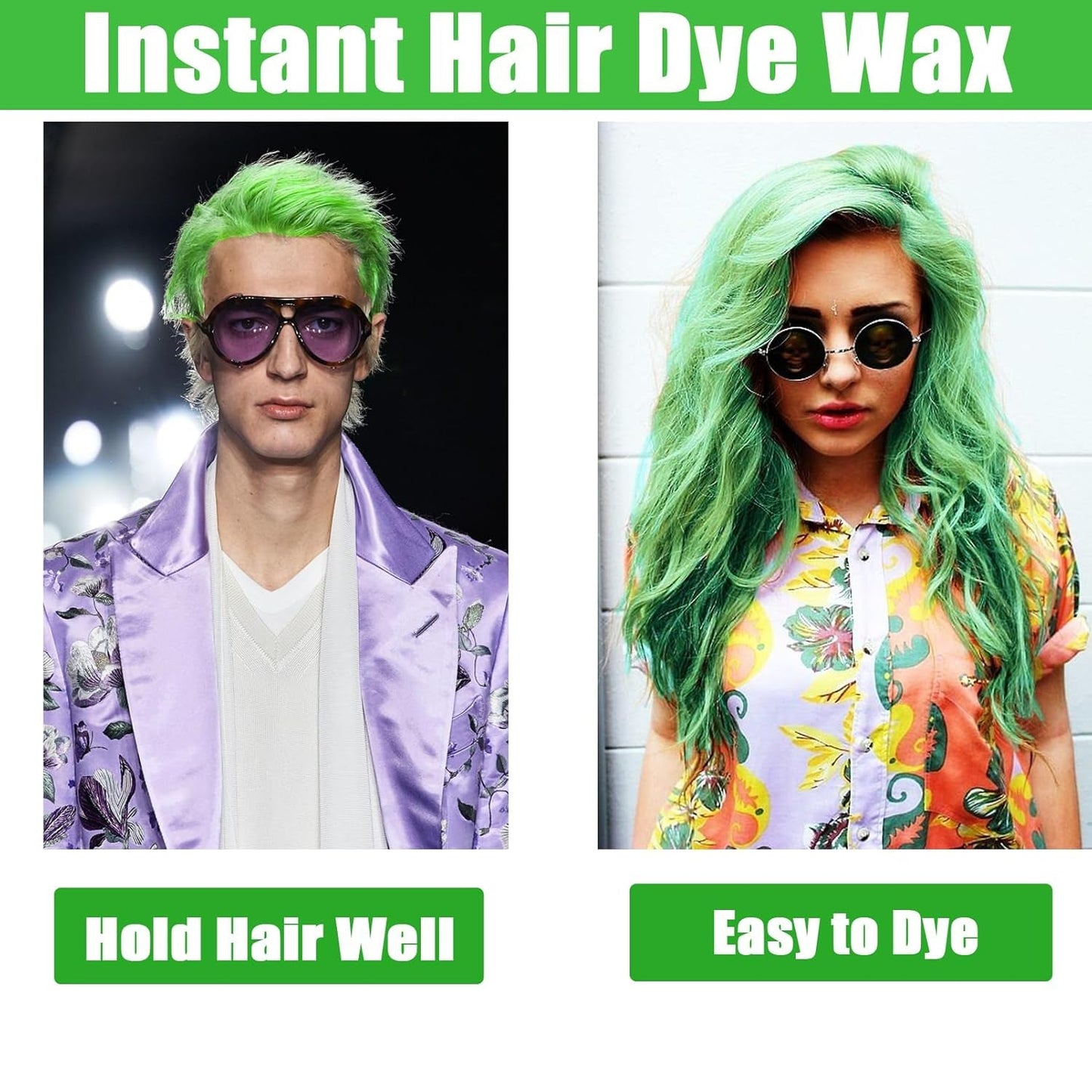 Grönt tillfälligt hårvax, galet grönt tillfälligt hårspray, tvättbar semipermanent lera, engångshårfärg, instant styling hårpasta lera, naturlig hårfärg för fester, aktiviteter och Halloween Naty Shop hårfärgning
